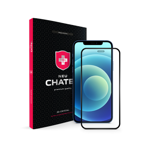 Захисне скло +NEU Chatel Full 2.5D Silk Narrow Border Crystal with Mesh for iPhone 12/12 Pro Front Black