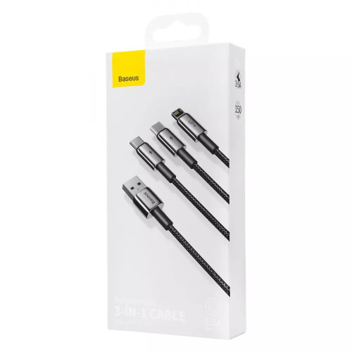 Кабель Baseus Tungsten Gold 3в1 Fast Charging Data (Micro USB+Lightning+Type-C) 3.5