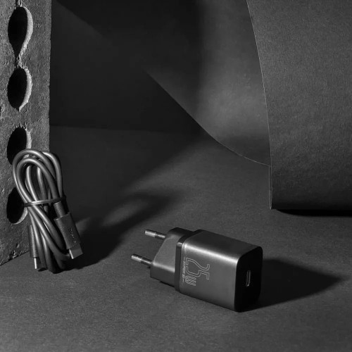 МЗП Baseus Super Silicone PD Charger 25W (1Type-C) + With Cable Type-C to Type-C 3A (1m) Black