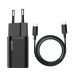 МЗП Baseus Super Silicone PD Charger 25W (1Type-C) + With Cable Type-C to Type-C 3A (1m) Black