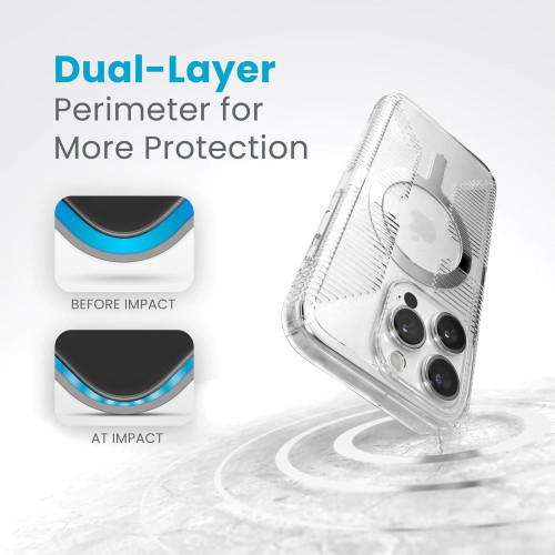Чохол Speck GemShell Grip MagSafe для iPhone 15 Pro Clear/Chrome