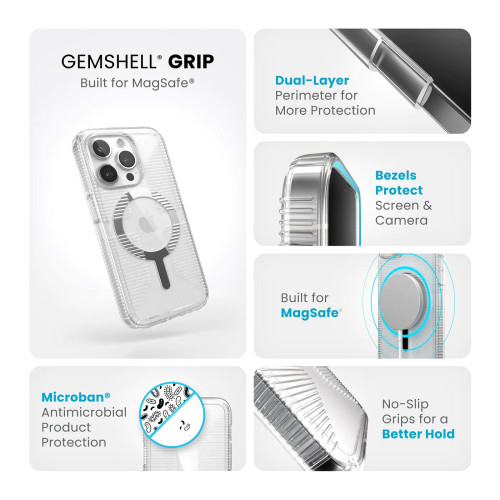 Чохол Speck GemShell Grip MagSafe для iPhone 15 Pro Clear/Chrome