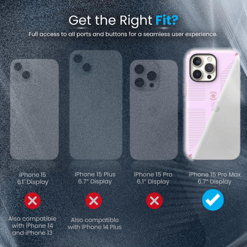 Чохол Speck Candyshell Grip MagSafe для iPhone 15 Pro Max Soft Lilac/Carnation Petal