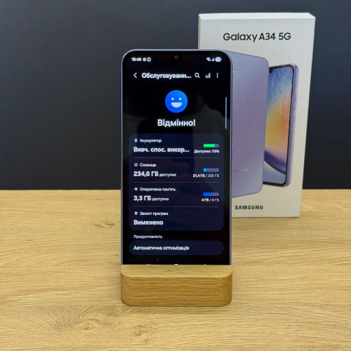 Вживаний смартфон Samsung Galaxy A34 5G 8/256 Light Violet (Хороший+ стан)