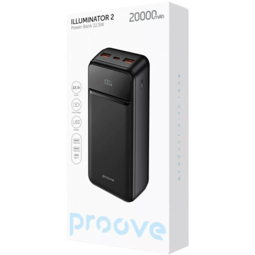Батарея універсальна Proove Illuminator 2 20000mAh 22.5W Black Батарея універсальна Proove Illuminator 2 20000mAh 22.5W Black