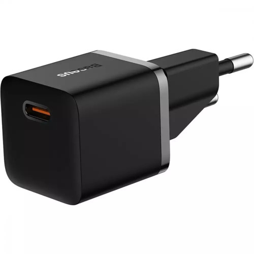МЗП Baseus GaN5 Mini Fast Charger Type-C 20W (With Cable Type-C to Type-C 100W 1m) Black