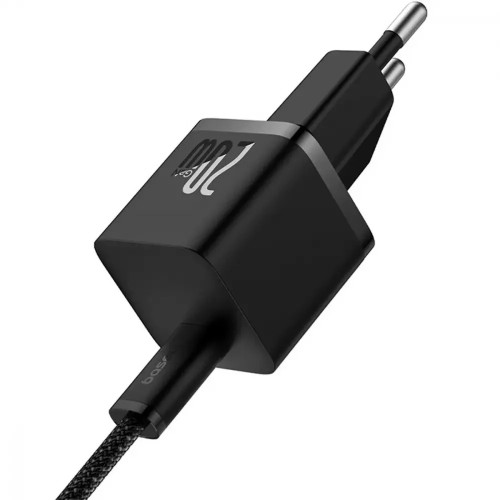МЗП Baseus GaN5 Mini Fast Charger Type-C 20W (With Cable Type-C to Type-C 100W 1m) Black
