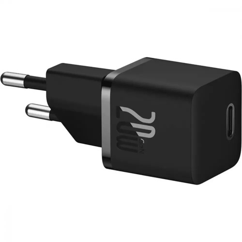 МЗП Baseus GaN5 Mini Fast Charger Type-C 20W (With Cable Type-C to Type-C 100W 1m) Black