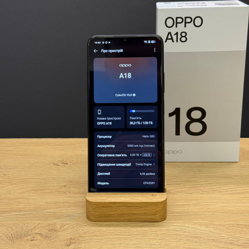 Вживаний смартфон OPPO A18 4/128 Glowing Black (Хороший+ стан)