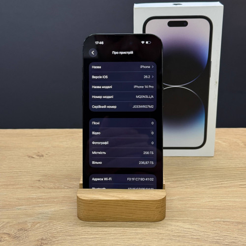 Вживаний смартфон Apple iPhone 14 Pro 256Gb Space Black eSim (Ідеальний+ стан)