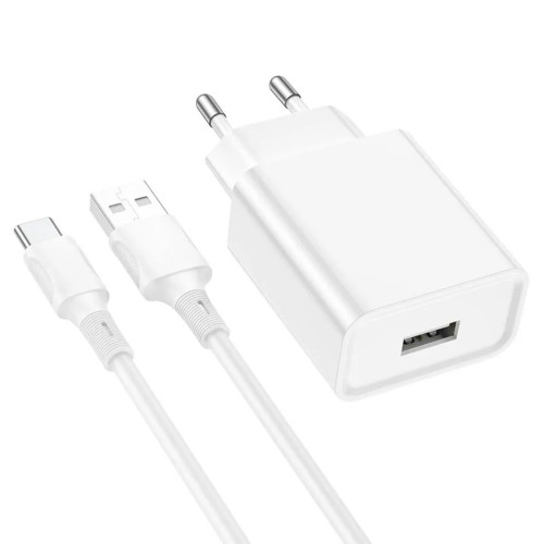 МЗП Borofone BA74A 10.5W 2.1A 1USB-A з кабелем Type-C White