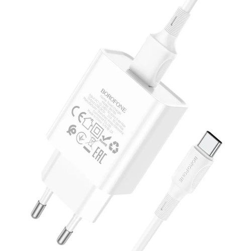 МЗП Borofone BA74A 10.5W 2.1A 1USB-A з кабелем Type-C White