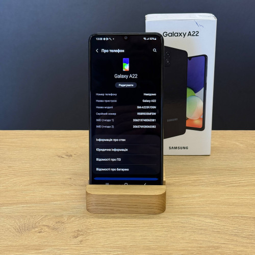 Вживаний смартфон Samsung Galaxy A22 4/128Gb Black (Хороший+ стан)
