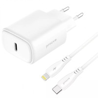 МЗП Proove Silicone Power 2 20W (Type-C) + Кабель Type-C to Lightning White