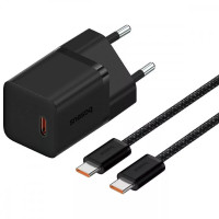 МЗП Baseus GaN5 Mini Fast Charger Type-C 30W (Кабель Type-C to Type-C)  Black