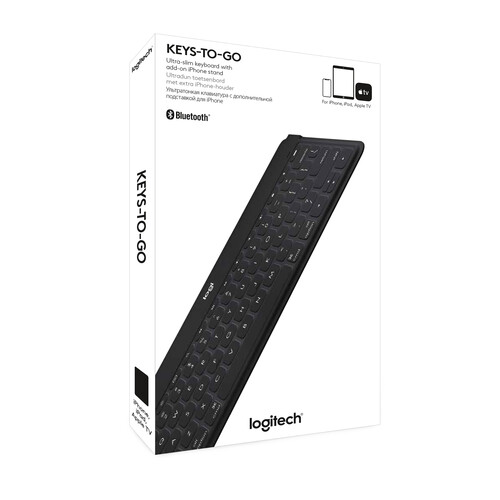 Клавіатура портативна бездротова Logitech KEYS-TO-GO для iPhone, iPad, Apple TV Black (Open Box)