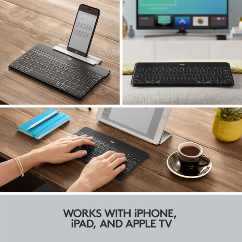 Клавіатура портативна бездротова Logitech KEYS-TO-GO для iPhone, iPad, Apple TV Black (Open Box)