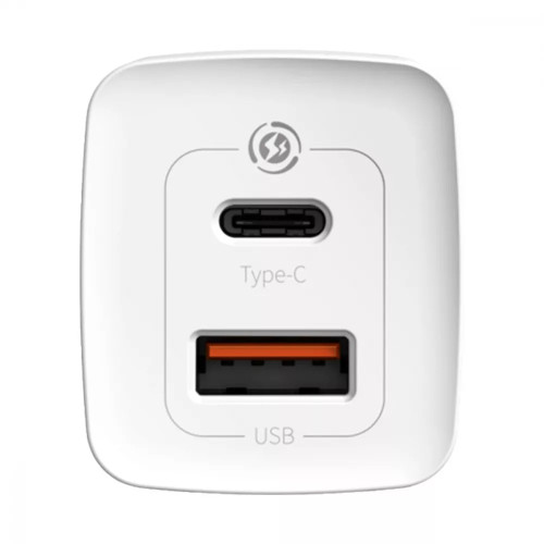 МЗП Baseus GaN2 Lite Quick Charger 65W (1 Type-C + 1 USB) White