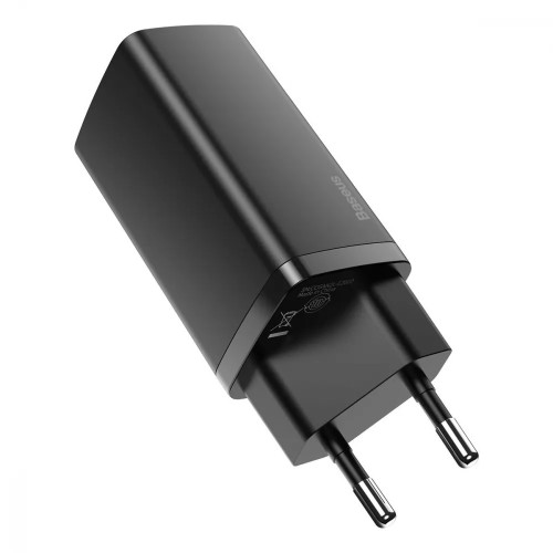 МЗП Baseus GaN2 Lite Quick Charger 65W (1 Type-C + 1 USB) Black