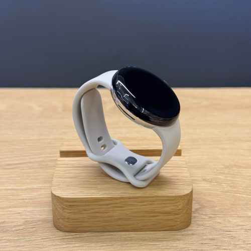 Вживаний смарт-годинник Google Pixel Watch WiFi Polished Silver Case/Chalk Active Band US (Ідеальний стан)