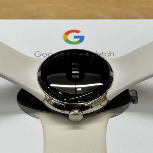 Вживаний смарт-годинник Google Pixel Watch WiFi Polished Silver Case/Chalk Active Band US (Хороший+ стан)