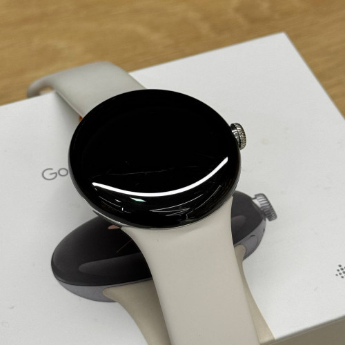 Вживаний смарт-годинник Google Pixel Watch WiFi Polished Silver Case/Chalk Active Band US (Хороший+ стан)