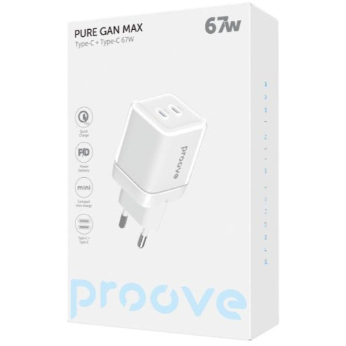 МЗП Proove Pure GaN Max 67W (Type-C + Type-C) White