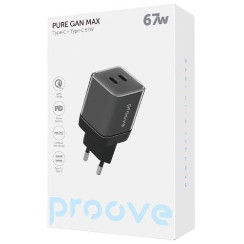 МЗП Proove Pure GaN Max 67W (Type-C + Type-C) Black