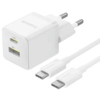 МЗП Baseus Palm Fast Charger Type-C+USB 30W (With Cable Type-C to Type-C 60W 1m) White