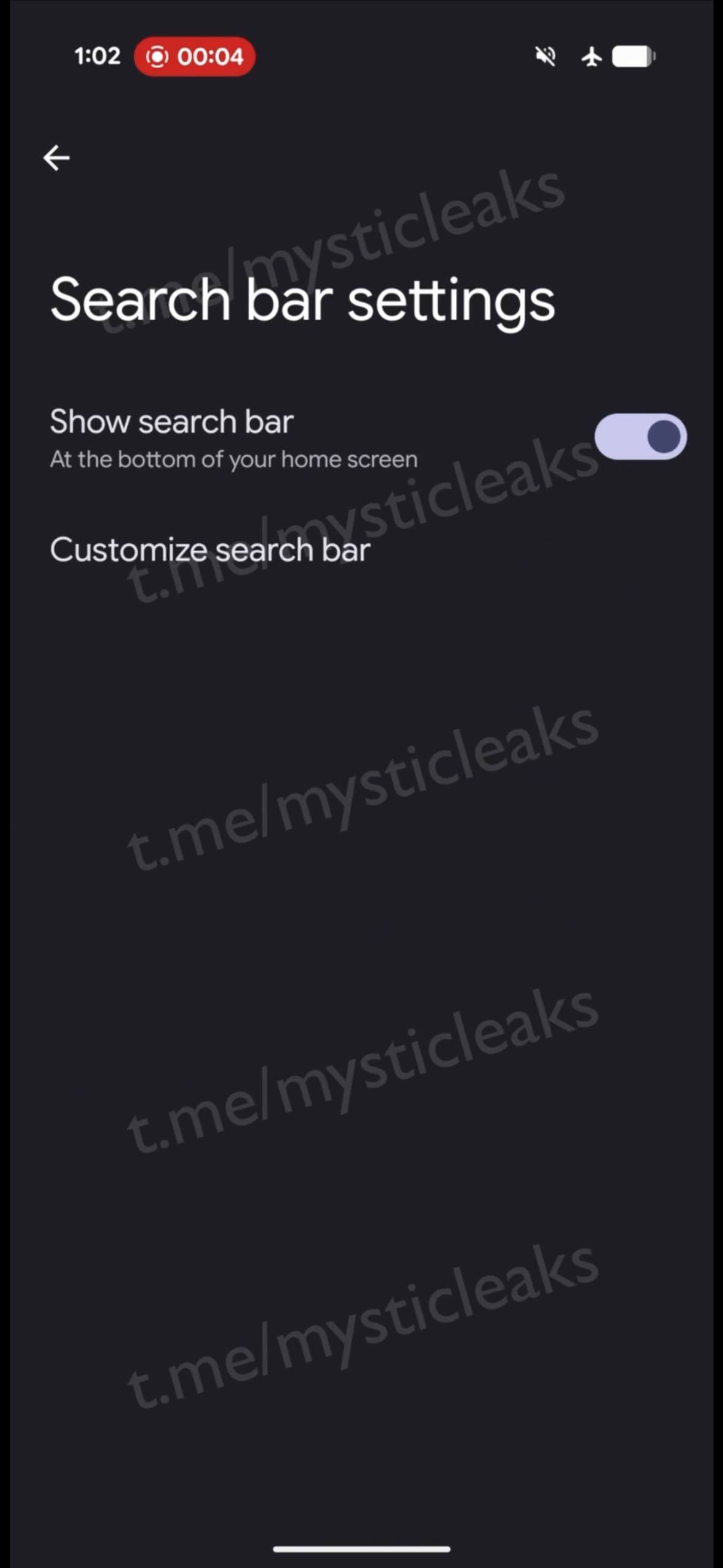 Налаштування Search bar settings